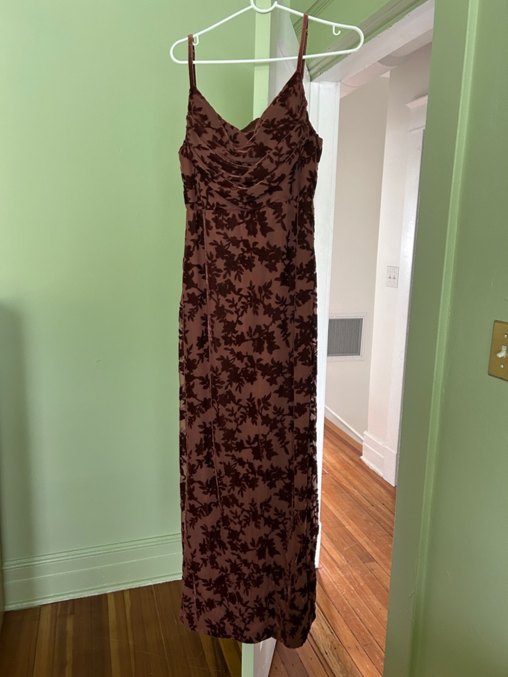 Revelry Maxi Slip Dress Velvet Floral Print